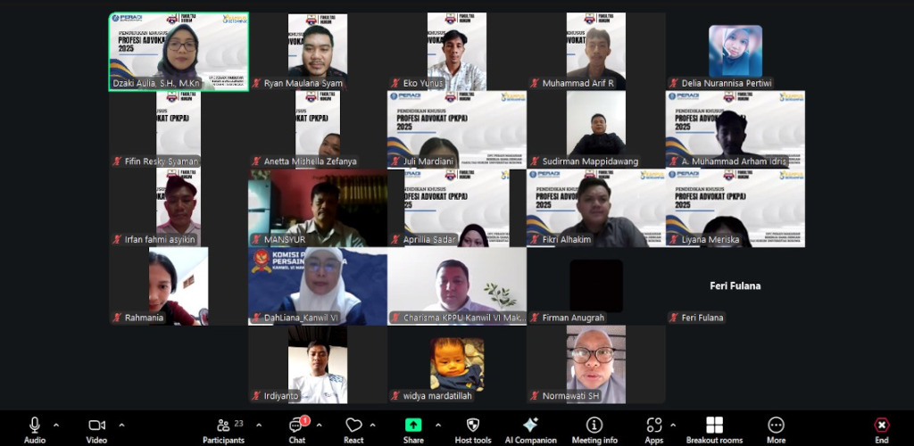 Kantor Wilayah VI KPPU Makassar Berikan Pembekalan Hukum Persaingan Usaha kepada Peserta PKPA di Fakultas Hukum Universitas Bosowa